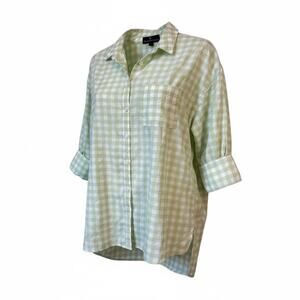POMANDER PLACE TUCKERNUCK Green Gingham Plaid Adair Boyfriend Button Down Sz XL